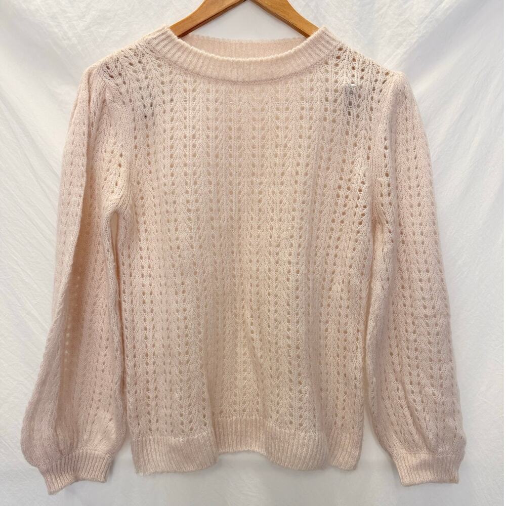 RAGDOLL LA Mohair Blend A Fuzzy Light Pink Pullover Sweater XS - Picture 4 of 8